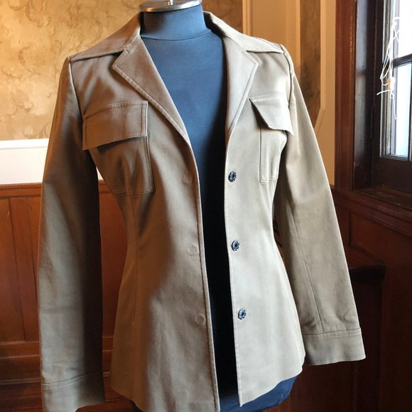 DOLCE & GABBANA Tan Cotton Single Breasted Blazer With Leopard Print Lining - Picture 5 of 12